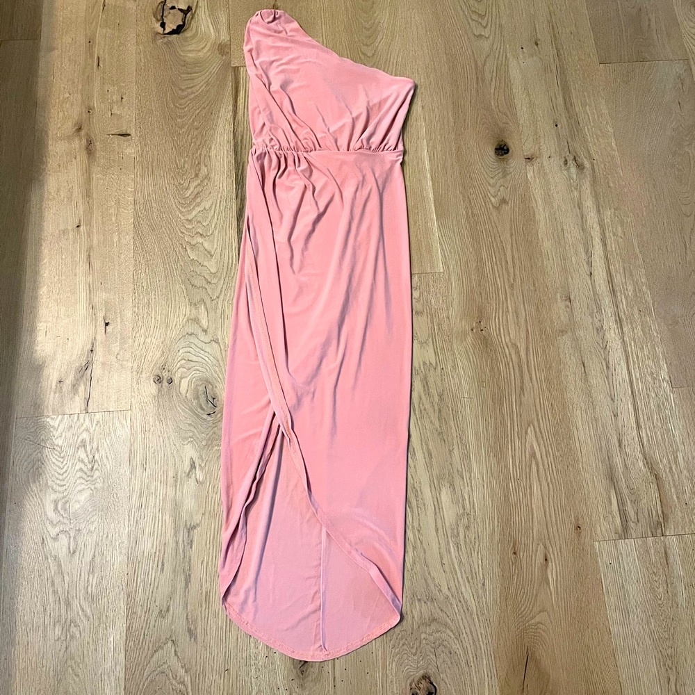 Club London Light Pink One Shoulder MIDI Tulip Dress Size 6